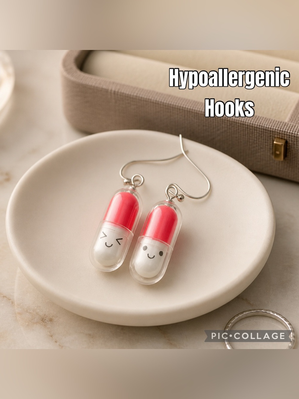 Kawaii Capsule Dangle Earrings - Pink